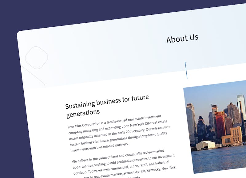 Four Plus Corporation Website Design