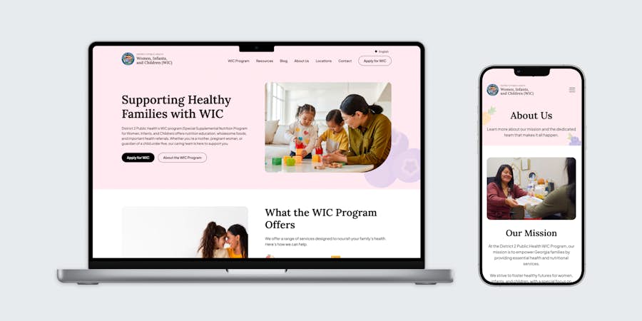 Website design for District 2 Public Health WIC Program