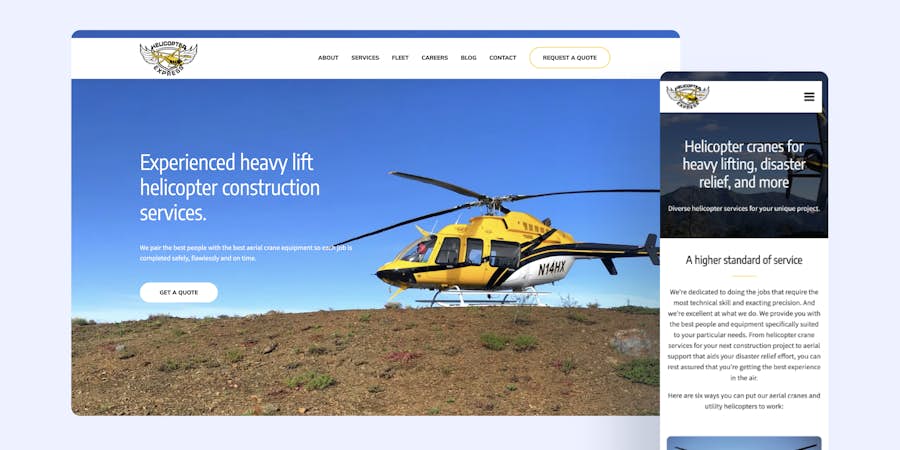 Website design for Helicopter Express