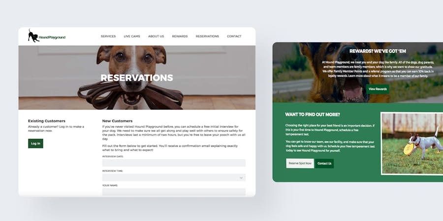 Website design for Hound Playground