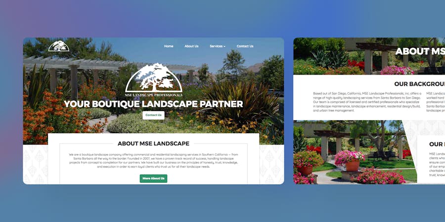 Website design for MSE Landscape Professionals